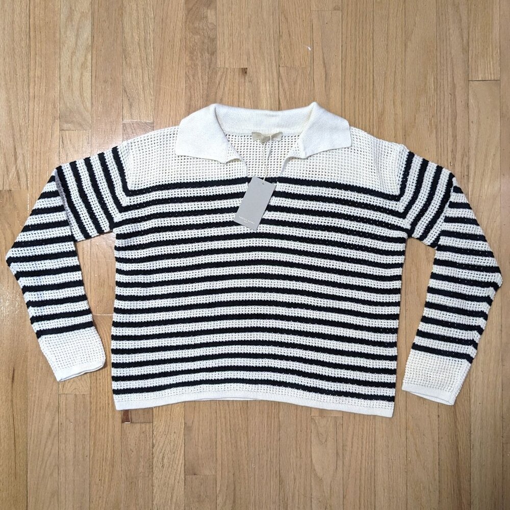 VANESSA BRUNO Angelique Striped Sweater in Ecru/Black Size S (NEW WITH TAGS)